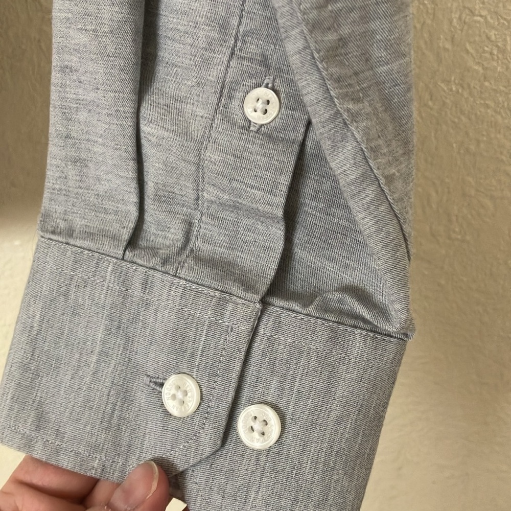 Ben Sherman Gray Zip Front Shirt, L - Picture 6 of 8